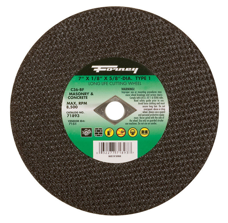 Forney 7 in. D X 5/8 in. Silicon Carbide Masonry Cutting Wheel