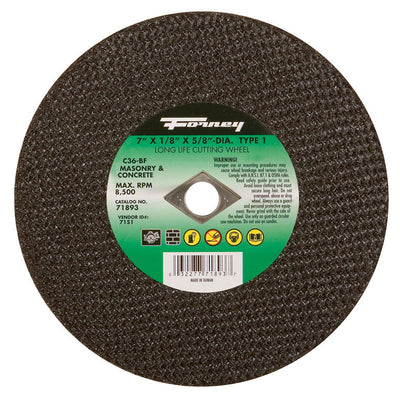 Forney 7 in. D X 5/8 in. Silicon Carbide Masonry Cutting Wheel
