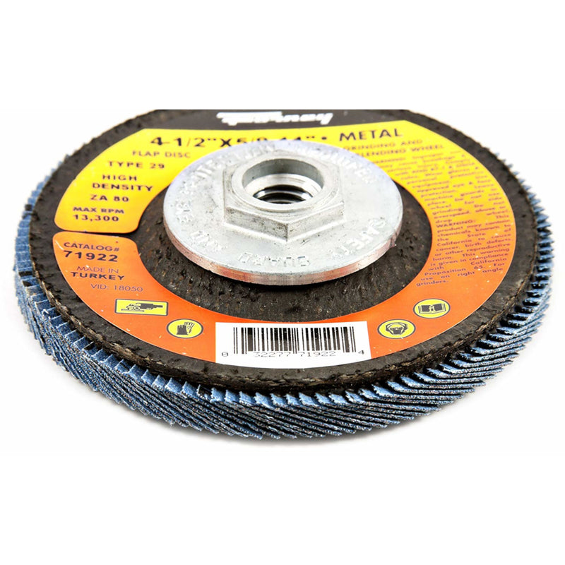 Forney 4-1/2 in. D X 5/8 in. Zirconia Aluminum Oxide Flap Disc 40 Grit