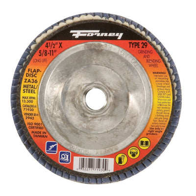 Forney 4-1/2 in. D Zirconia Aluminum Oxide Flap Disc 36 Grit