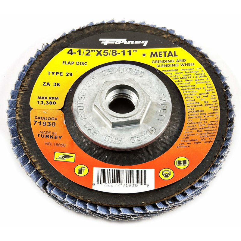 Forney 4-1/2 in. D X 5/8-11 in. Zirconia Aluminum Oxide Flap Disc 60 Grit