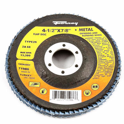 Forney 4-1/2 in. D X 7/8 in. Zirconia Aluminum Oxide Flap Disc 60 Grit