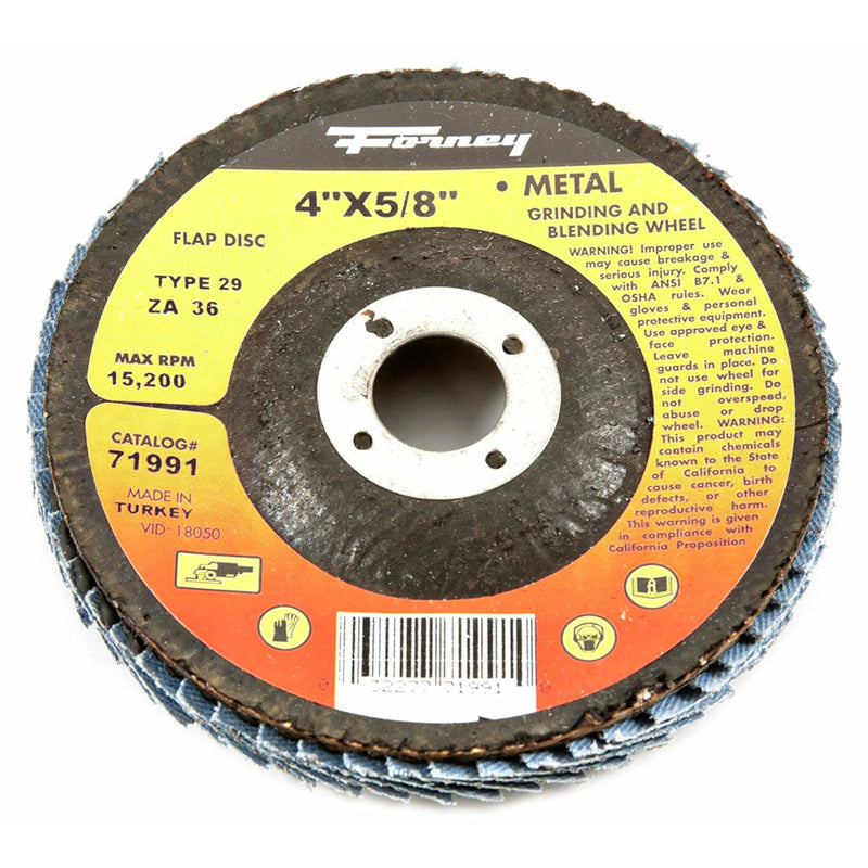 Forney 4 in. D X 5/8 in. Zirconia Aluminum Oxide Flap Disc 36 Grit
