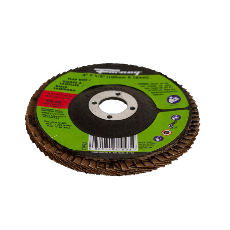 Forney 4 in. D X 5/8 in. in. Zirconia Aluminum Oxide Flap Disc 80 Grit