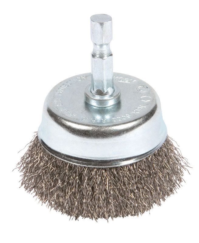 Forney 3 in. D X 1/4 in. Coarse Steel Crimped Wire Cup Brush 6000 rpm