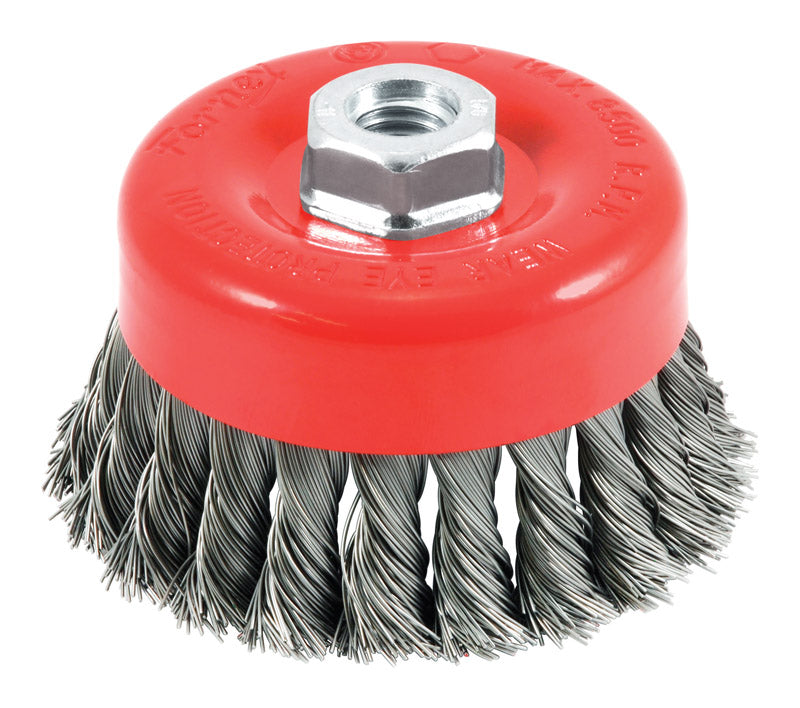 Forney 4 in. D X 5/8 in. Knotted Steel Cup Brush 8500 rpm