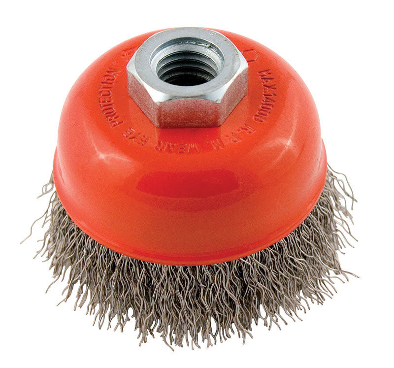 Forney 2.75 in. D X 5/8 in. Crimped Steel Cup Brush 14000 rpm