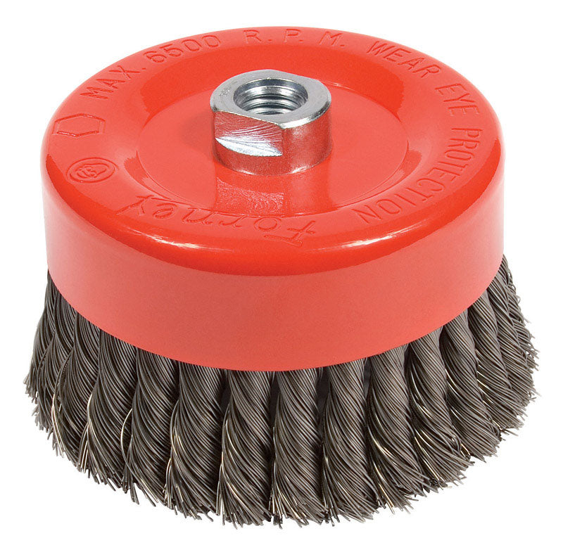Forney 6 in. D X 5/8 in. Knotted Steel Cup Brush 6500 rpm