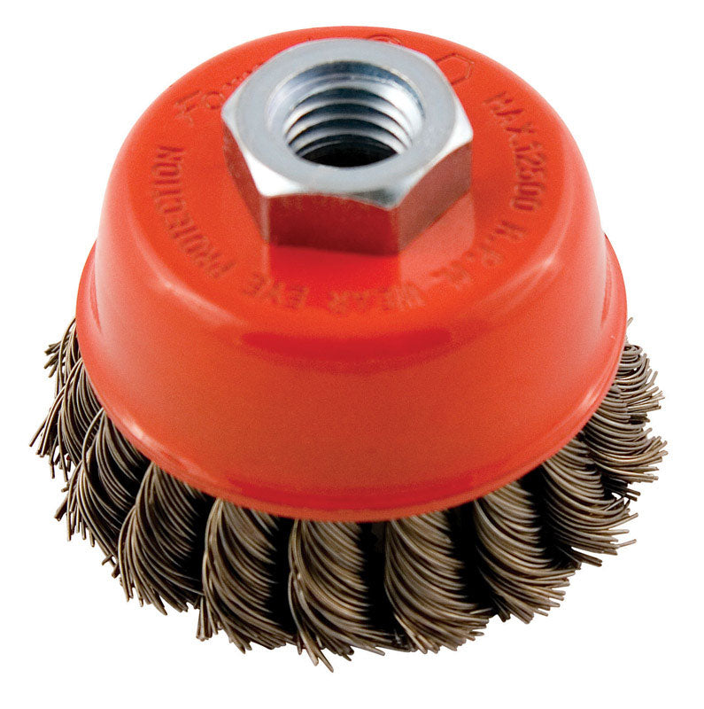 Forney 2.75 in. D X 5/8 in. Knotted Steel Cup Brush 12500 rpm