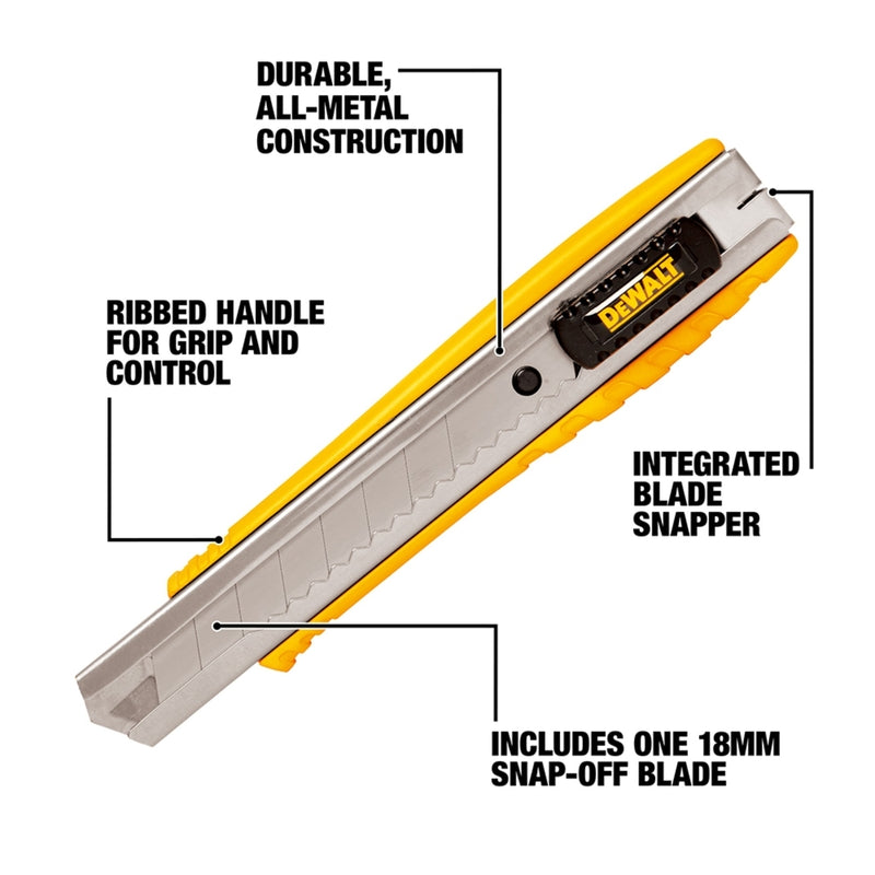 DeWalt 6-1/4 in. Sliding Snap-Off Utility Knife Black/Yellow