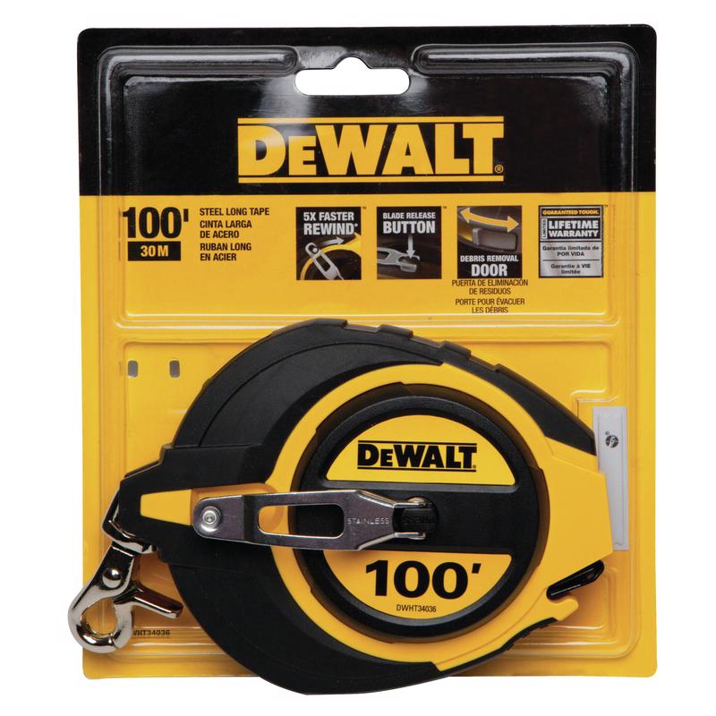 DeWalt 100 ft. L X 0.38 in. W Closed Case Long Tape Measure