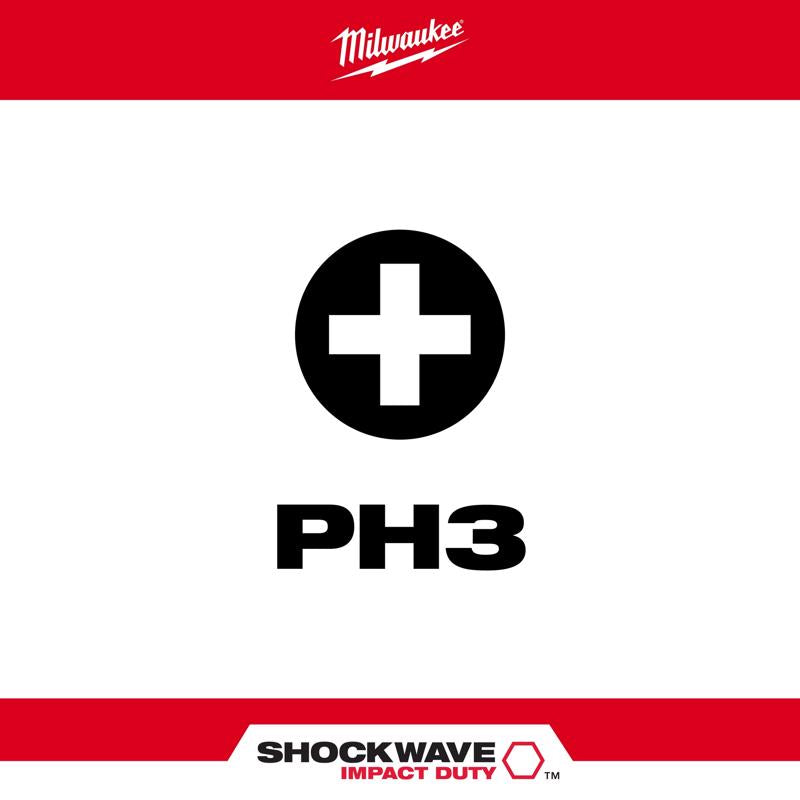 Milwaukee Shockwave Phillips #3 X 1 in. L Screwdriver Bit Steel 5 pc