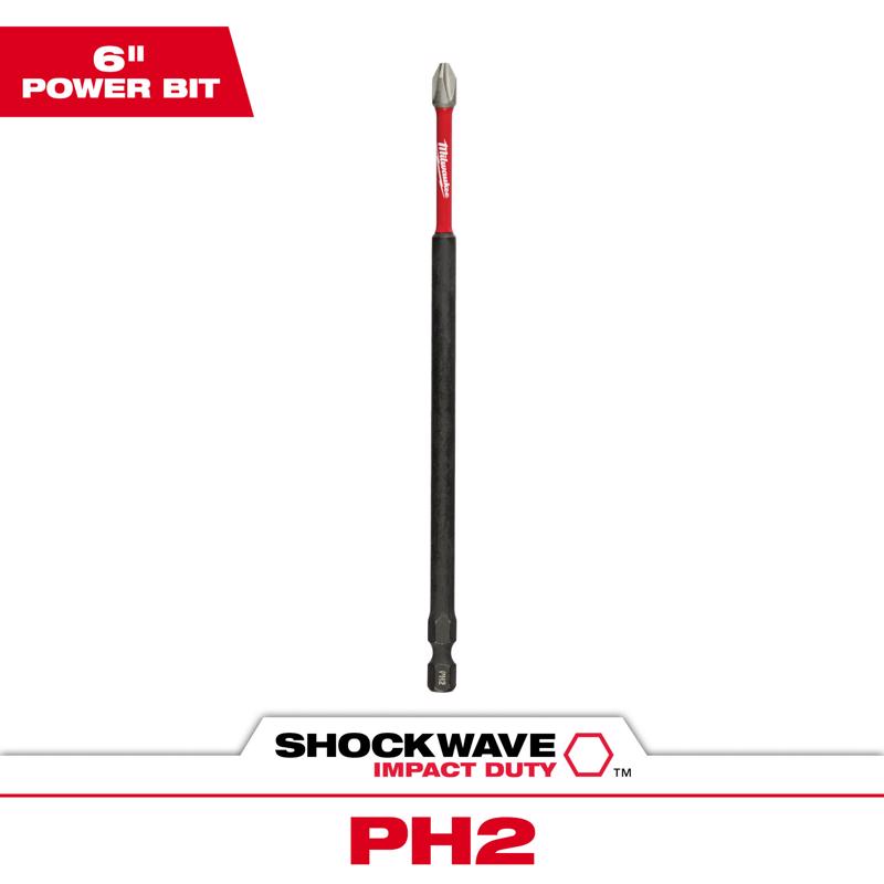 Milwaukee Shockwave Phillips #2 X 6 in. L Screwdriver Bit Steel