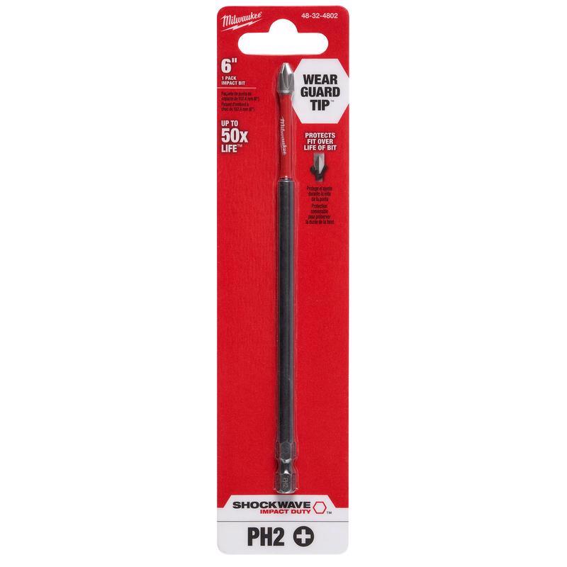 Milwaukee Shockwave Phillips #2 X 6 in. L Screwdriver Bit Steel