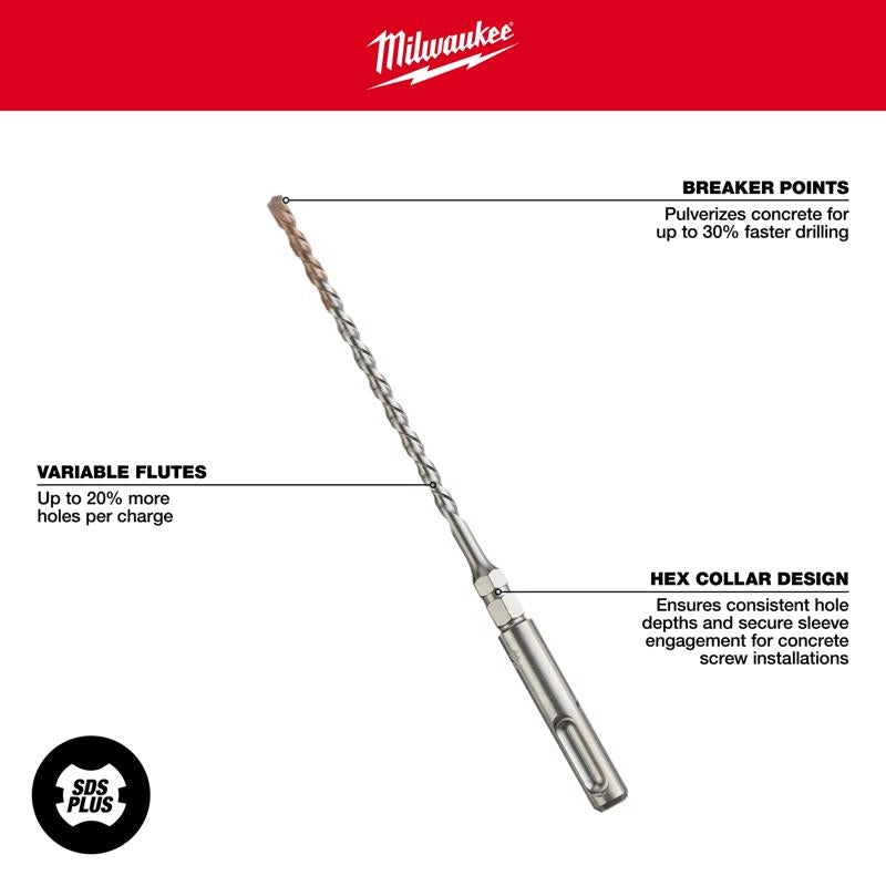 Milwaukee M/2 5/32 in. X 7 in. L Carbide Tipped Hammer Drill Bit SDS-Plus Shank
