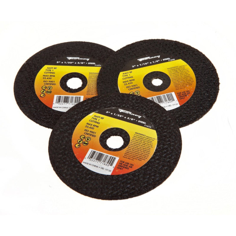Forney 3 in. D X 7/8 in. Aluminum Oxide Cut-Off Wheel Kit