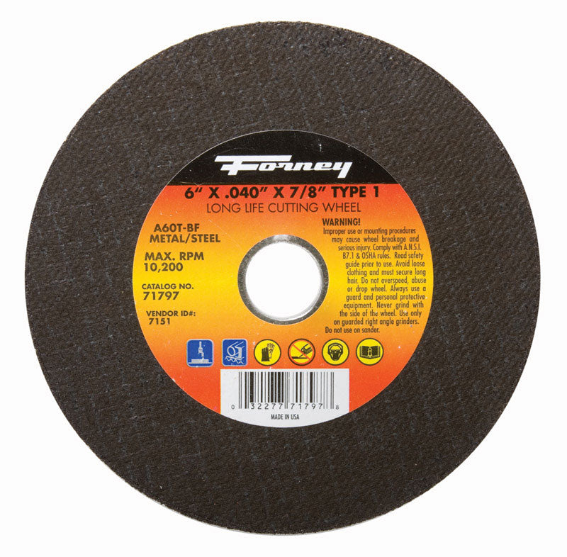 Forney 6 in. D X 7/8 in. Aluminum Oxide Metal Cut-Off Wheel