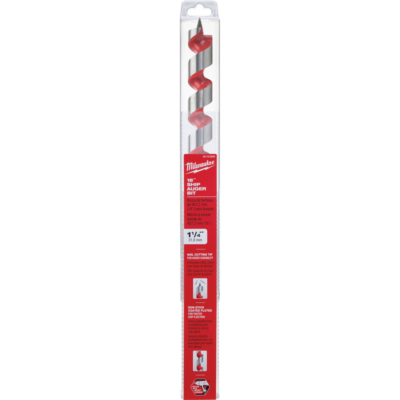 Milwaukee 1-1/4 in. D X 18 in. L Ship Auger Bit Hardened Steel