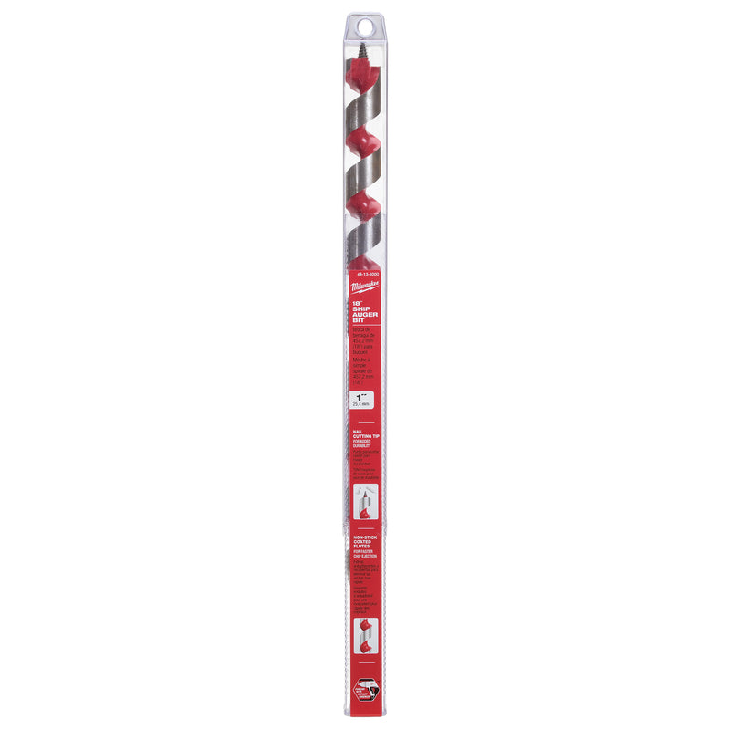 Milwaukee 1 in. D X 18 in. L Ship Auger Bit Hardened Steel