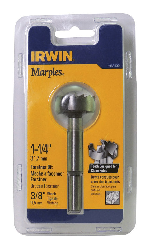 Irwin Marples 1-1/4 in. X 4 in. L Carbon Steel Forstner Drill Bit Round Shank