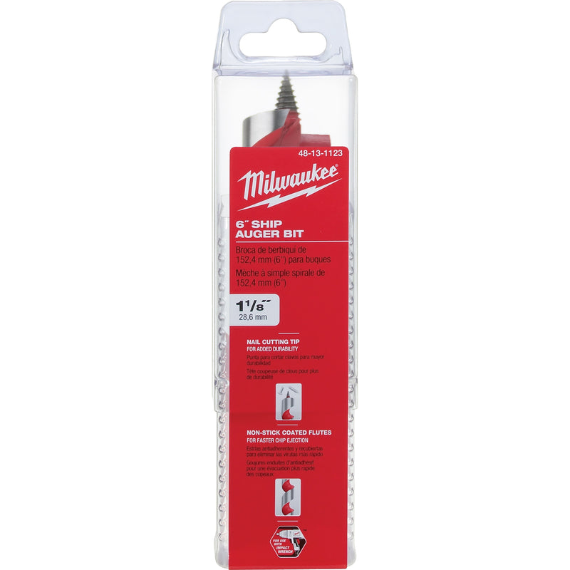 Milwaukee 1-1/8 in. D X 6 in. L Ship Auger Bit Hardened Steel