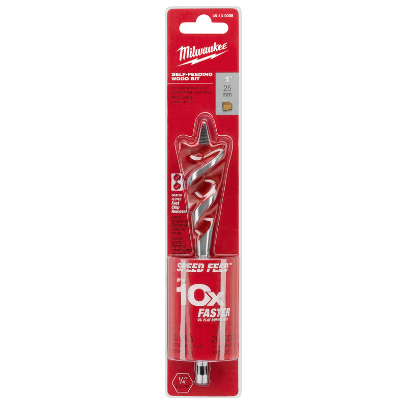 Milwaukee Speed Feed 1 in. X 6-1/2 in. L Steel Self-Feeding Wood Bit Quick-Change Hex Shank