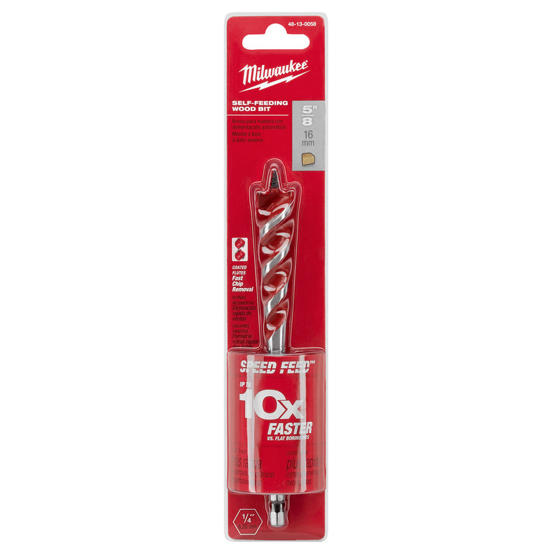 Milwaukee Speed Feed 5/8 in. X 6-1/2 in. L Steel Self-Feeding Wood Bit Quick-Change Hex Shank