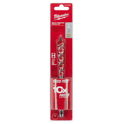Milwaukee Speed Feed 1/2 in. X 6-1/2 in. L Steel Self-Feeding Wood Bit Quick-Change Hex Shank