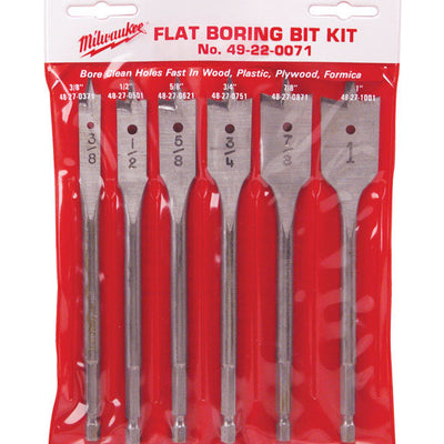Milwaukee 6 in. L High Carbon Steel Universal Set Flat Boring Bit Hex Shank 6 pc