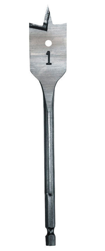Milwaukee 1-1/4 in. X 6 in. L Heat-Treated Steel Flat Boring Bit Quick-Change Hex Shank