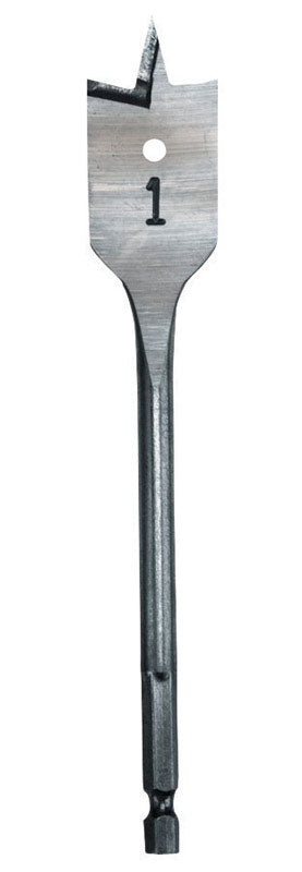 Milwaukee 1 in. X 6 in. L Heat-Treated Steel Flat Boring Bit Quick-Change Hex Shank