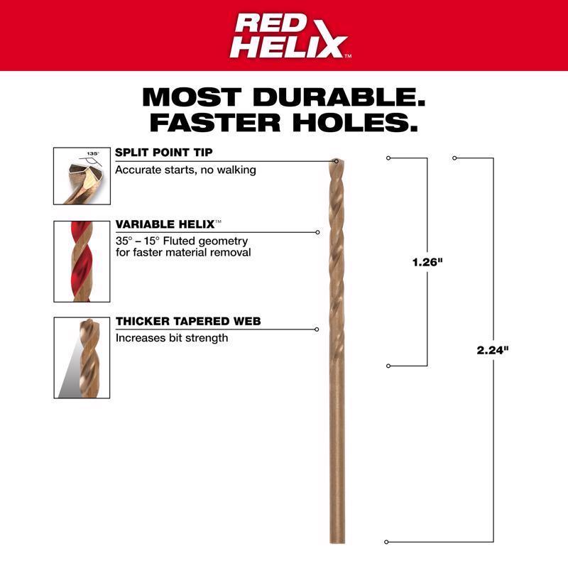 Milwaukee Red Helix 3/32 in. X 2.68 in. L Steel Thunderbolt Drill Bit Round Shank