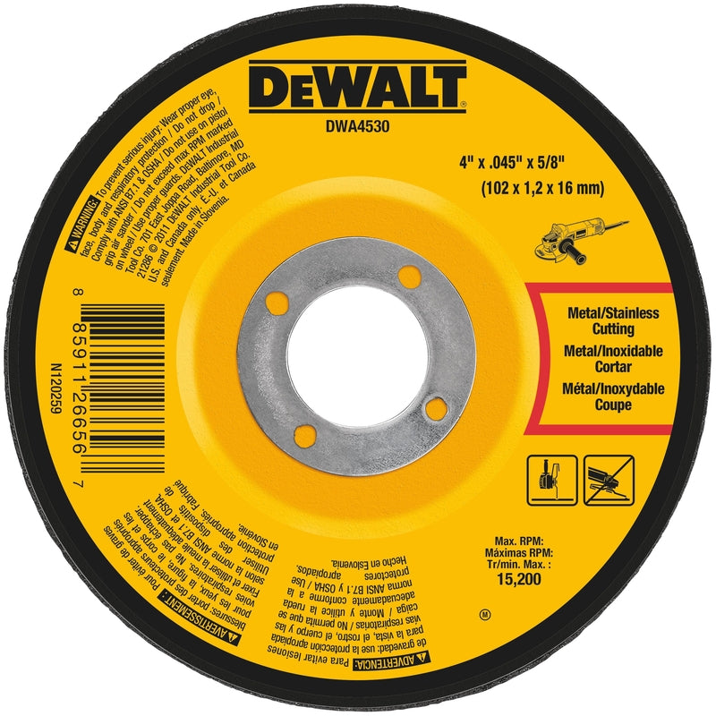 DeWalt High Performance 4 in. D X 5/8 in. Aluminum Oxide Cut-Off Wheel 1 pc DWA4530