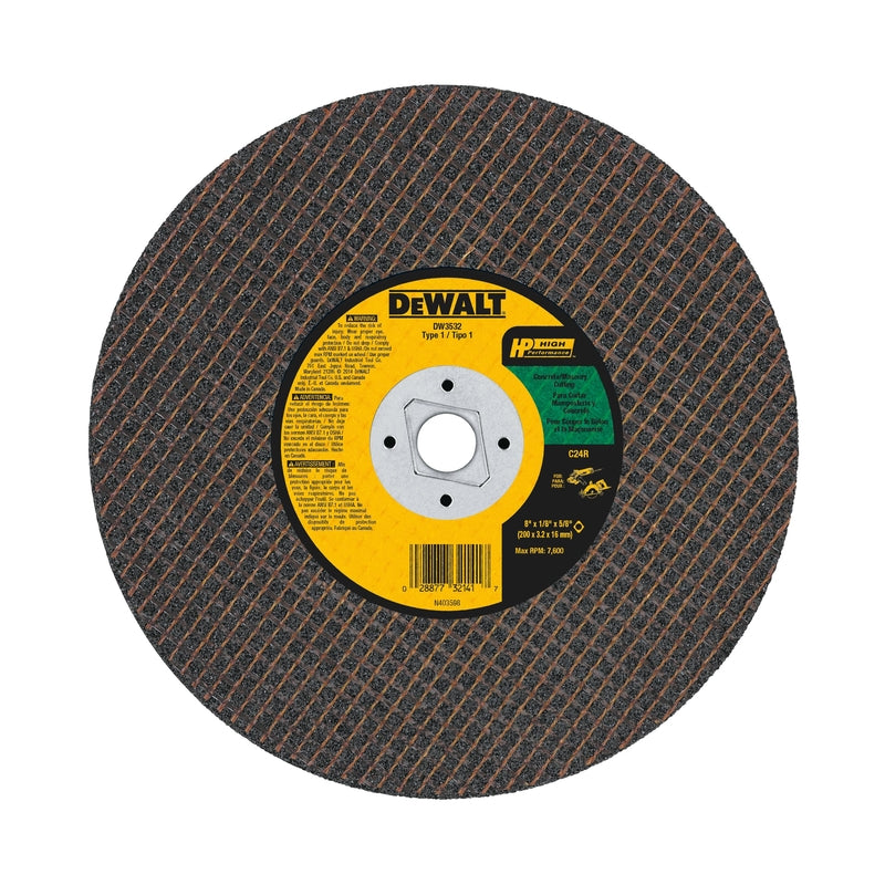 DeWalt High Performance 8 in. D X 5/8 in. Silicon Carbide Masonry Cutting Saw Blade