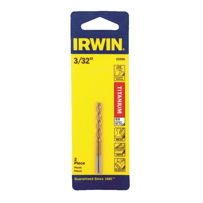 Irwin 3/32 in. X 2-1/4 in. L High Speed Steel Drill Bit Straight Shank