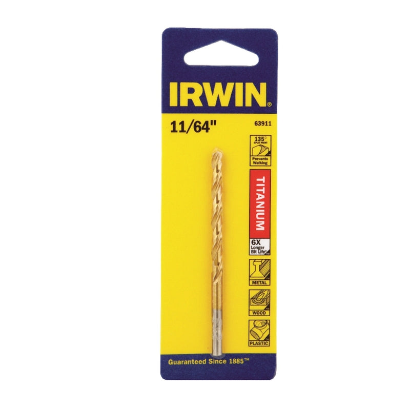 Irwin 11/64 in. X 3-1/4 in. L High Speed Steel Drill Bit Straight Shank