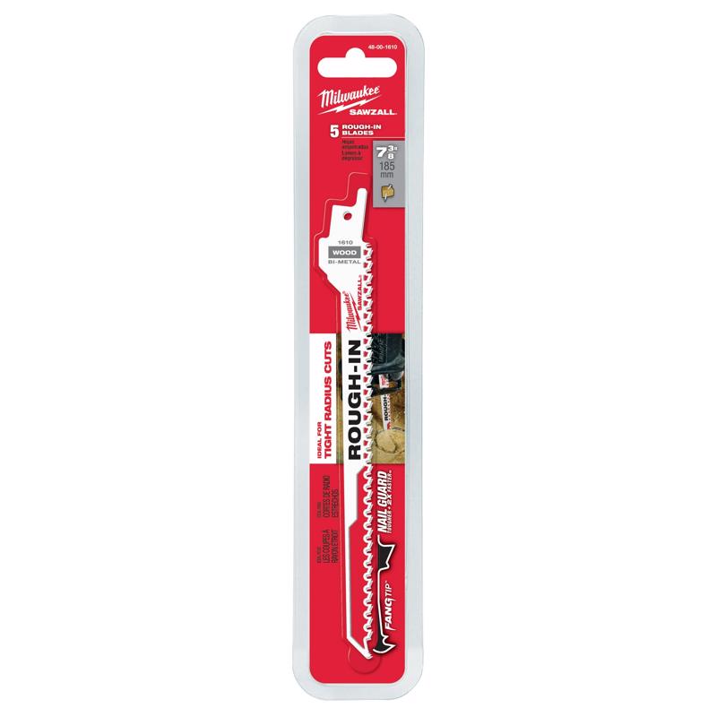Milwaukee Rough-In 7-3/8 in. Bi-Metal Through-hole Cutter Reciprocating Saw Blade 5 TPI 5 pk