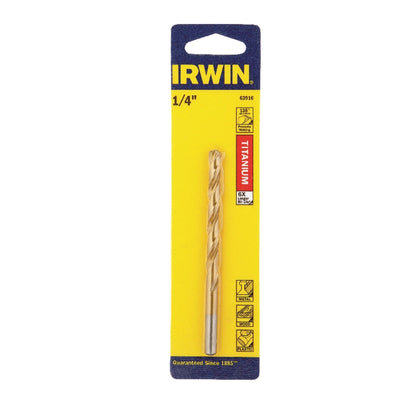 Irwin 1/4 in. X 4 in. L High Speed Steel Drill Bit Straight Shank