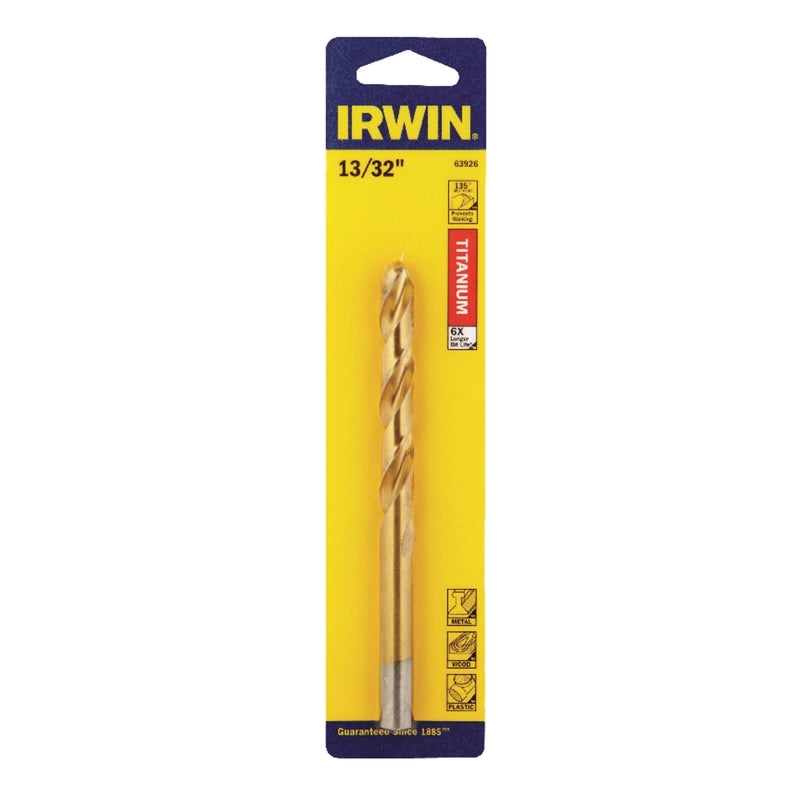 Irwin 13/32 in. X 5-1/4 in. L High Speed Steel Drill Bit Round Shank
