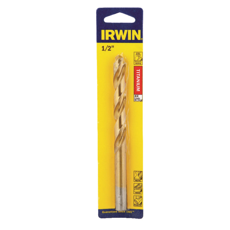 Irwin 1/2 in. X 6 in. L High Speed Steel Drill Bit Round Shank