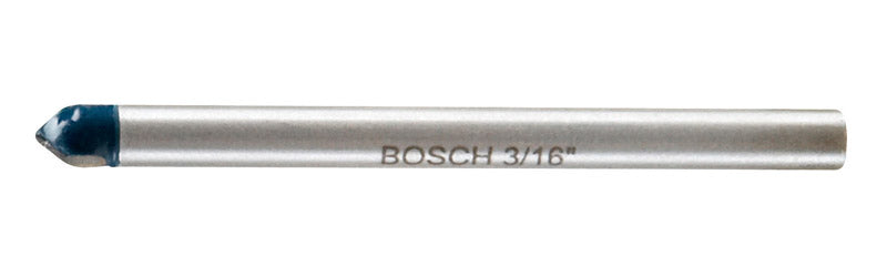 Bosch 3/16 in. X 2 in. L Carbide Tipped Glass and Tile Bit 3-Flat Shank