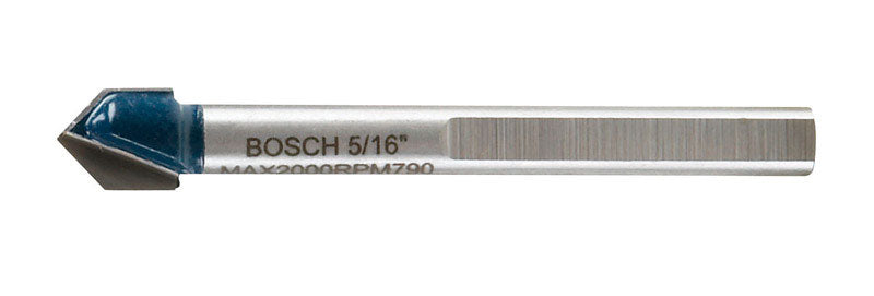 Bosch 5/16 in. X 4 in. L Carbide Tipped Glass and Tile Bit 3-Flat Shank