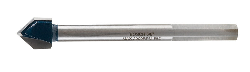 Bosch 5/8 in. X 4 in. L Carbide Tipped Glass and Tile Bit 3-Flat Shank