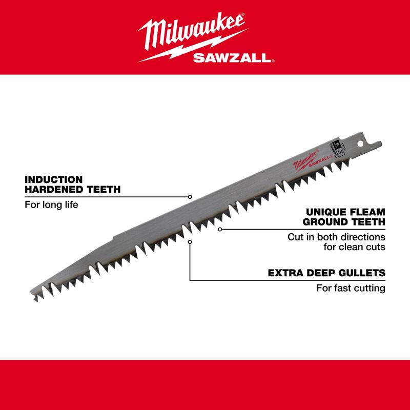 Milwaukee SAWZALL 12 in. Carbon Steel Pruning Reciprocating Saw Blade 5 TPI