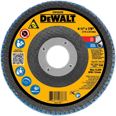 DeWalt 4-1/2 in. D X 7/8 in. Zirconia Type 29 Flap Disc 40 Grit