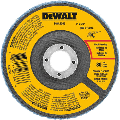DeWalt 4 in. D X 5/8 in. Zirconia Type 29 Flap Disc 80 Grit
