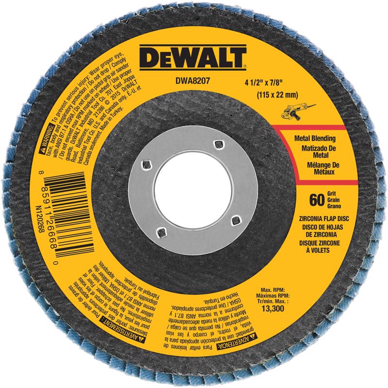 DeWalt 4-1/2 in. D X 7/8 in. Zirconia Type 29 Flap Disc 60 Grit