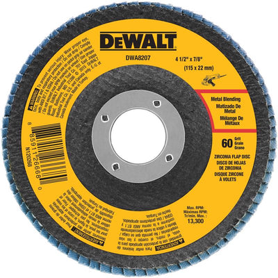DeWalt 4-1/2 in. D X 7/8 in. Zirconia Type 29 Flap Disc 60 Grit