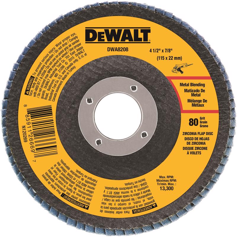 DeWalt 4-1/2 in. D X 7/8 in. Zirconia Type 29 Flap Disc 80 Grit