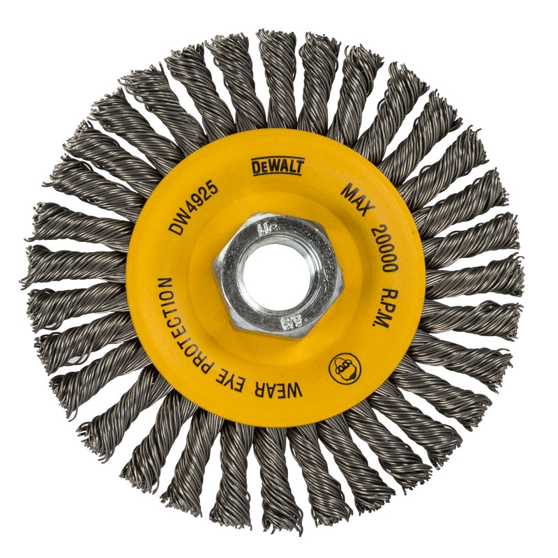 DeWalt High Performance 4 in. Coarse Crimped/Knotted Wire Wheel Brush Carbon Steel 20000 rpm